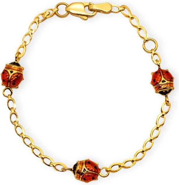JGZ Bracelet Marienkäfer (14 cm, 18 Karat Gelbgold 750)