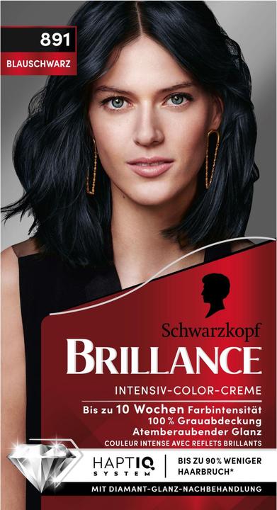 Schwarzkopf Brillance Crème colorante intense 891 Noir bleuté (Noir, Bleu-noir)