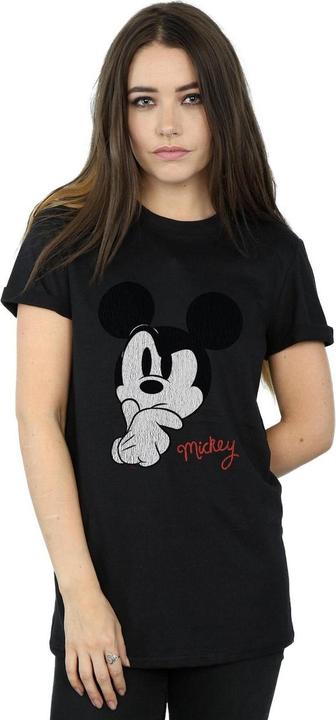 Actual product image Disney Womens/Ladies Mickey Mouse Distressed Ponder Cotton Boyfriend T-Shirt (XXL)