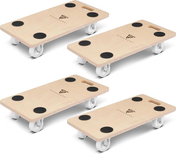 Image du produit Stahlwerk Rollwagen 4er Set bis 250 kg 58x29 cm Rollbrett Transportroller (250 kg)