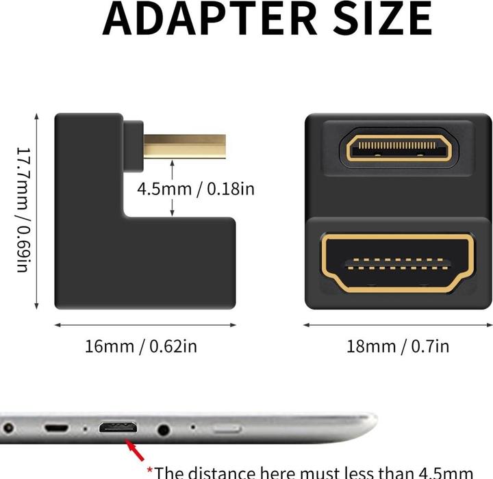 Immagine prodotto PowerGuard Adattatore da mini HDMI a HDMI 2.1 con angolo di 180 gradi a forma di U (Mini HDMI)