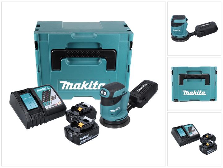 Produktbild Makita DBO 180 RTJ 18 V Akku Exzenterschleifer + 2x Akku 5,0Ah + Ladegerät + Makpac (Exzenterschleifer)