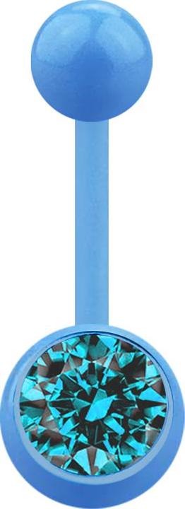 Produktbild Star Piercing Banane hellblau mit Kugel und Kugel Kristall aqua (Acryl, ohne Messing)