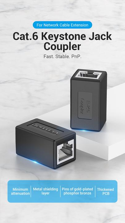 Actual product image Vention Keystone Jack Cat.6 FTP Connector IPVB0 Black (Keystone module)
