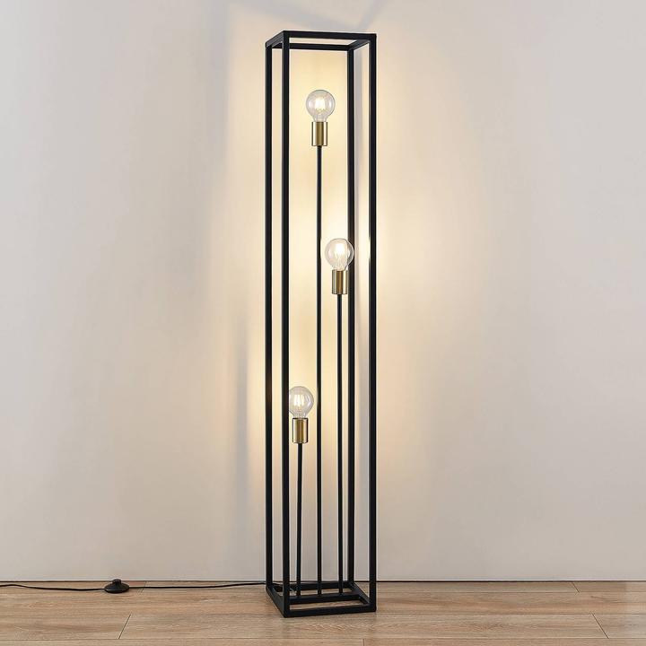 Image du produit Lindby Tiliane Lampadaire cage, noir, 3 flammes (E27)