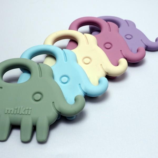 Produktbild Milkii Silikon Beissring Elefant, Dusty Green