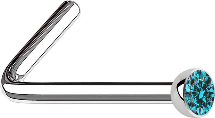Produktbild Star Piercing Nasenstecker gewinkelt silber mit Kristall aqua (Chirurgenstahl 316L, ohne Messing)