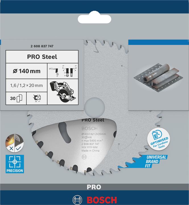 Produktbild Bosch Professional Zubehör PRO Steel cordless Kreissägeblatt, 140 x 1,6 x 20 mm