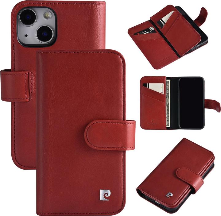 Immagine prodotto Pierre Cardin Custodia iPhone 13 Mini - Custodia a libro in vera pelle rossa e 6 scomparti per carte di credito (Apple iPhone 13 mini)