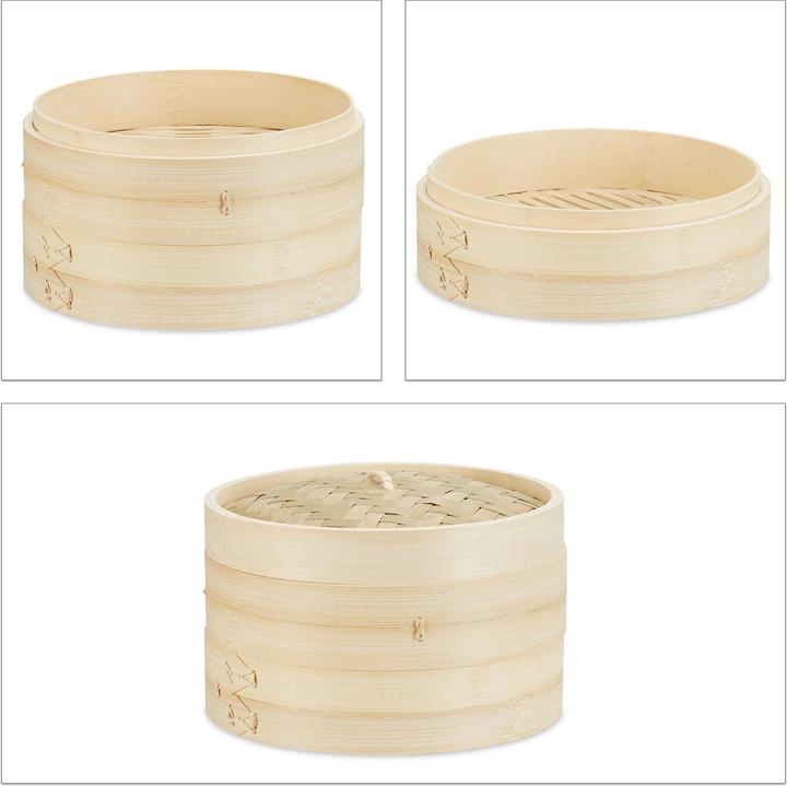 Image du produit Relaxdays Les bateaux à vapeur en bambou (24 cm, Matières végétales)