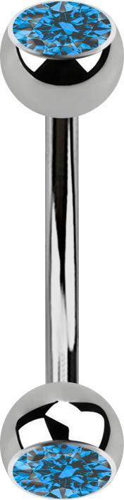 Produktbild Star Piercing Banane silber mit zwei Kugeln Kristall hellblau (ohne Messing, Titan G23)
