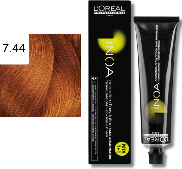 Produktbild L'Oréal Paris L'Oreal Inoa Coloration D'Oxydation Ammonia Free (7,44 Mittelblond Tiefes Kupfer)