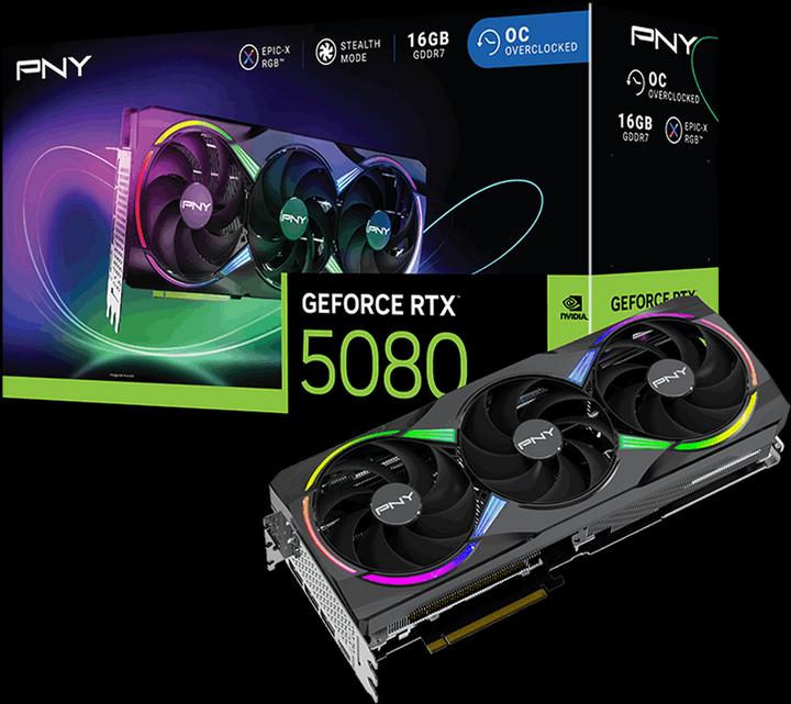 Immagine prodotto PNY GeForce RTX 5080 ARGB Epic-X RGB Overclocked Triple Fan (16 GB)