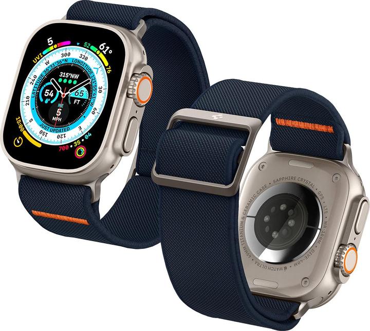 Actual product image Spigen Fit Lite Band for Apple Watch Series 42, 44, 45, 49 mm - navy (42 mm, 44 mm, 45 mm, 49 mm, Nylon, Fabric, Stainless steel)