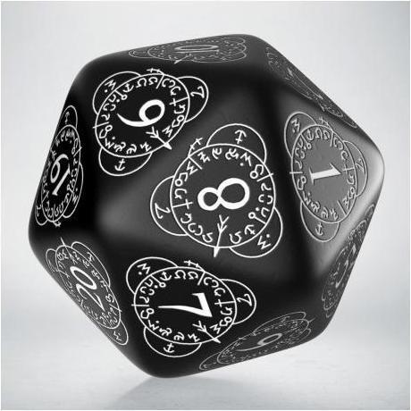 Q Workshop 20LEV05 - D20 Level Counter black & white Die (1)