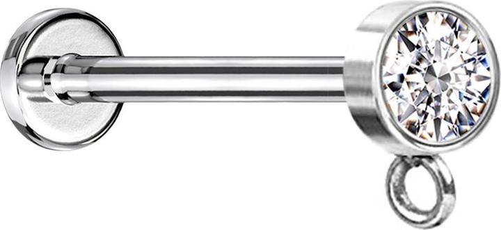 Produktbild Star Piercing Micro Labret Innengewinde silber mit Zylinder Kristall silber Ring für Anhänger (ohne Messing, Chirurgenstahl 316L)