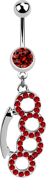 Produktbild Star Piercing Banane silber mit Anhänger Schlagring rot (Chirurgenstahl 316L, ohne Messing)