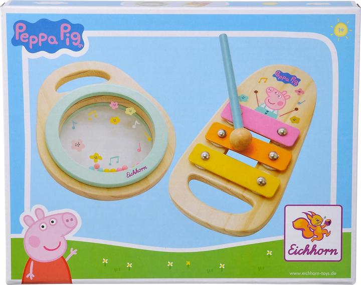 Produktbild Eichhorn Peppa Pig Holz-Musikset, 2-tlg. (Deutsch, Rumänisch, Niederländisch, Schweizerdeutsch, Slowakisch, Bulgarisch, Tschechisch, Slowenisch, Kroatisch)