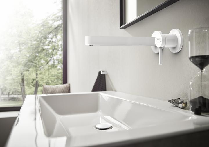 Produktbild hansgrohe FINORIS Fertigset für 2-Loch-Waschtischarmatur Auslauf 225mm, mattweiss