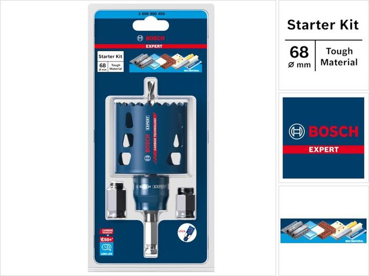 Produktbild Bosch Professional Zubehör EXPERT Tough Material Lochsäge-Starter-Set, 68 x 60 mm (68 mm)