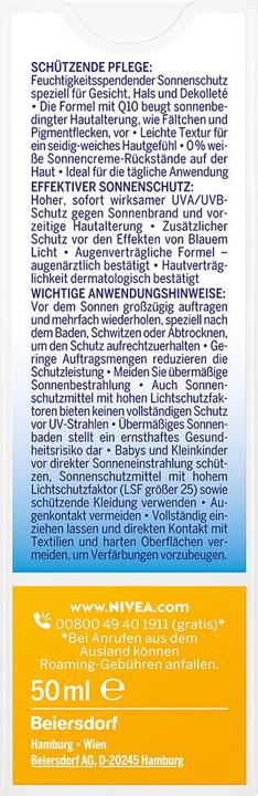 Produktbild NIVEA Sonne, Gesichtsbranzcreme, gegen Flecken und Verfärbungen, SPF 30, 50 ml (Sonnencreme Gesicht, SPF 30, 50 ml)