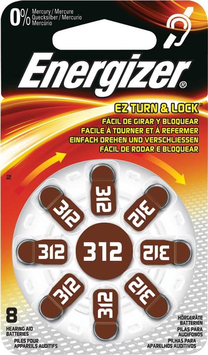 Energizer Batterie Zink-Luft-auditiven 312 8p. (8 Stk., A312, 160 mAh)