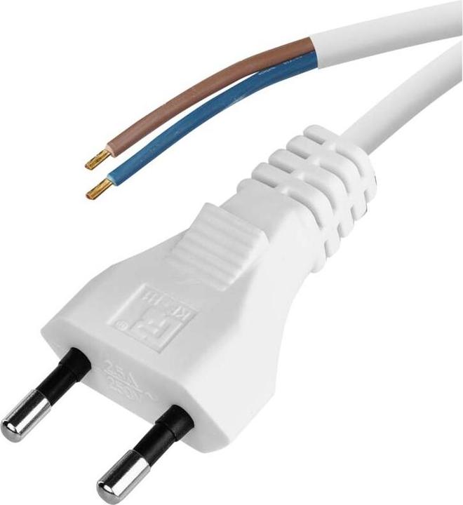 Actual product image Emos Mains cable PVC 2x 0.5mm2, 2m, white (2 m)
