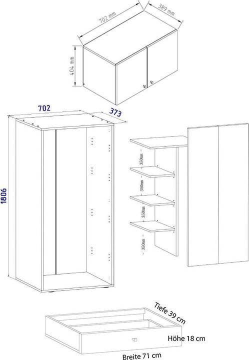 Valori nutrizionali e ingredienti VCM Holz Mehrzweckschrank Serie Vandol mit Drehtüren (70 x 40 cm)