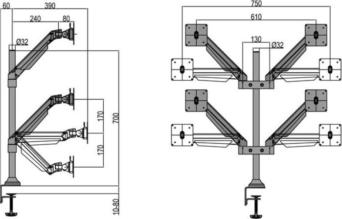 Actual product image Multibrackets MB Gas lift arm HD (Table, 32")
