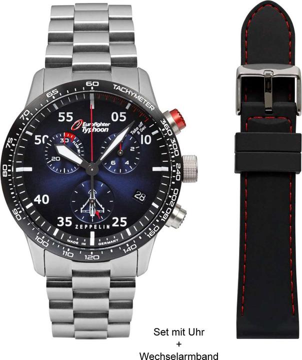 Produktbild Zeppelin Uhr Eurofighter 7298M-3 SET, Quarz (Analoguhr, 43 mm)