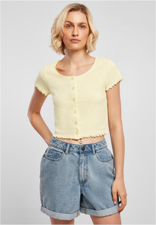Actual product image Urban Classics Ladies Cropped Button Up Rib Tee - 12114 (S)