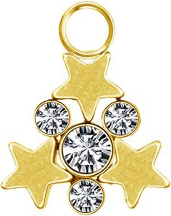 Produktbild Star Piercing Anhänger vergoldet vier Kristalle silber mit drei Sternen (ohne Messing, Chirurgenstahl 316L)