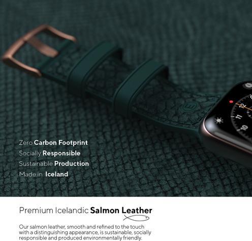 Actual product image Njord Jord Watch Strap For (40 mm, 41 mm, Stainless steel fastener, Salmon leather, Vegan Leather, Apple Watch)