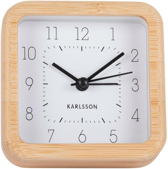 Produktbild Karlsson Klassischer Wecker Neat Square Bambus / Weiss