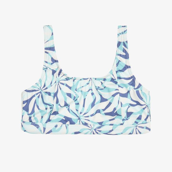 Olaian Bikini-Oberteil Mädchen Bustier verstellbar 500 Nora violett geblümt (10, 11, 12)