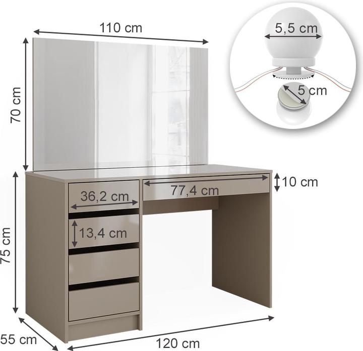 Produktbild Vicco Sherry mit Beleuchtung (120 x 75 x 55 cm)