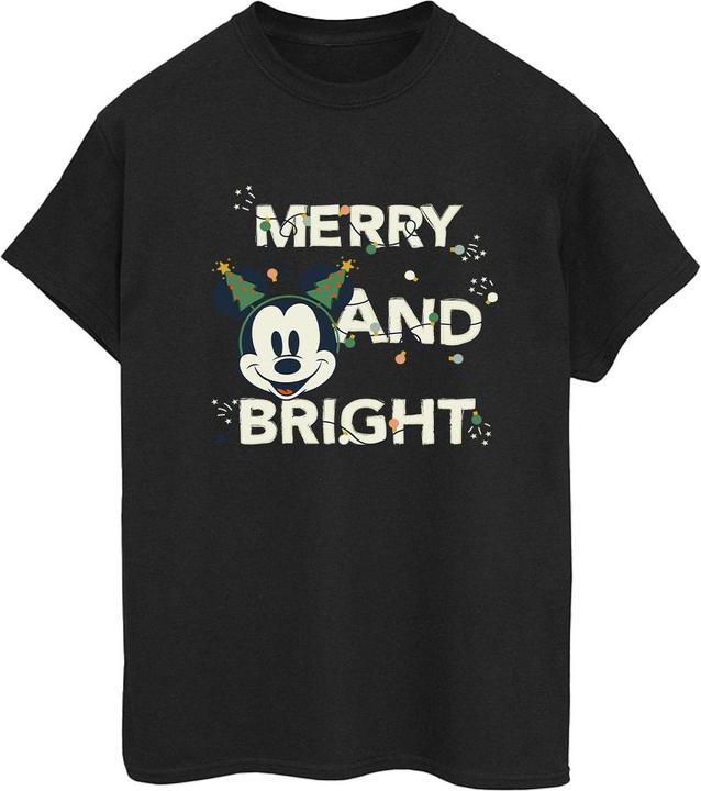 Actual product image Disney Womens/Ladies Mickey Mouse Merry & Bright Cotton Boyfriend T-Shirt (S)
