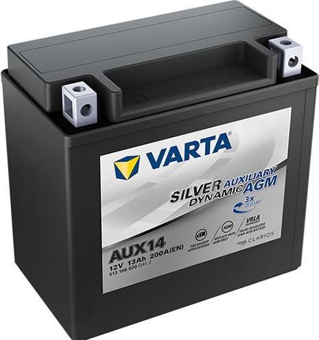Produktbild Varta AUX14 SILVER AUXILIARY DYNAMIC AGM 513 106 020 Stützbatterie 13Ah (12 V, 13 Ah, 200 A)