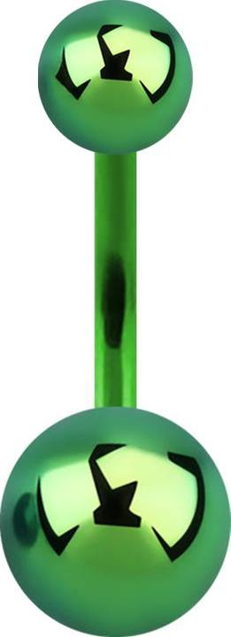 Immagine prodotto Star Piercing Verde banana con due palline (Titanio G23, senza ottone)