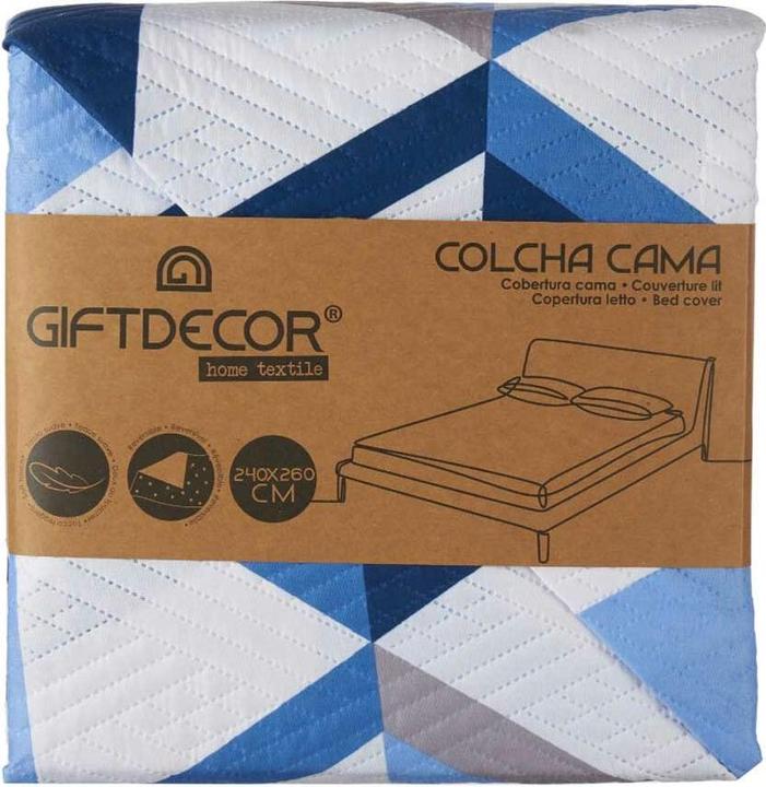 Image du produit Gift Wendbare Tagesdecke 240 x 260 cm Blau Weiss (6 Stück) (240 x 260 cm)