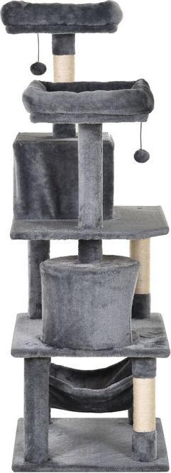 Actual product image Swisshandel24 Scratching tree Climbing tree Cat furniture Cat cave with sisal posts, 60 x 50 x 145 cm (145 cm, Grey)