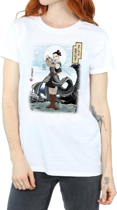 Actual product image Star Wars Womens/Ladies The Last Jedi Japanese Rey Cotton Boyfriend T-Shirt (XL)