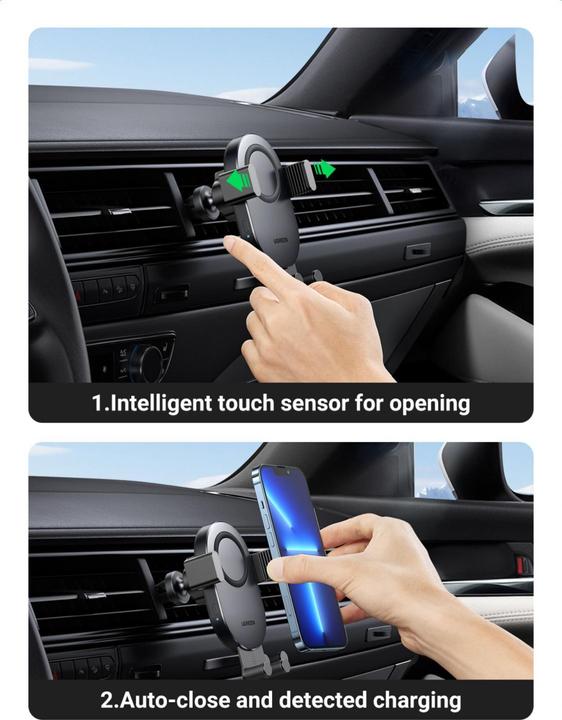 Immagine prodotto Ugreen Supporto per auto per griglia di ventilazione con ricarica induttiva CD256 (argento)