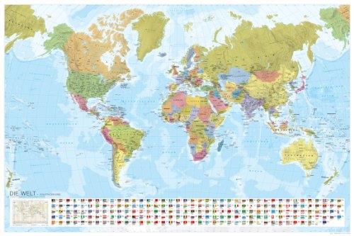 Marc O'Polo Carte du monde États de la Terre avec drapeaux (politique) 1:3500000000 (Allemand)
