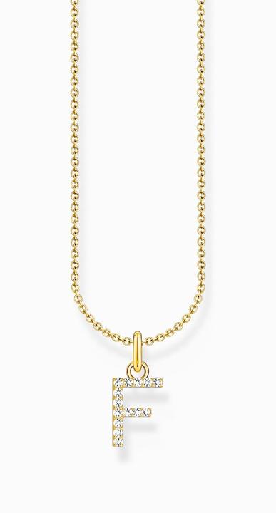 Actual product image Thomas Sabo Chain with gold-plated letter pendant F (750 yellow gold gilding, 925 sterling silver, 38 - 45 cm)