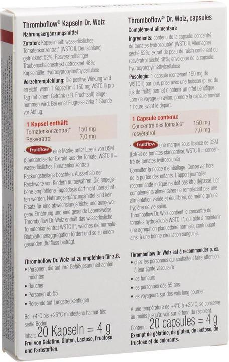Nährwerte und Zutaten Thromboflow Dr. Wolz Kapsel (20 Stück, Kapseln, 25 g)