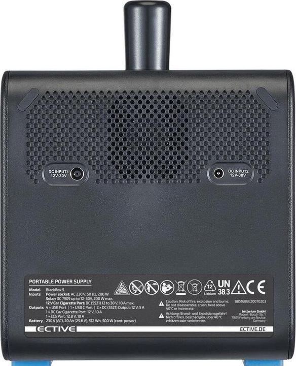 Image du produit Ective BlackBox 5 Lithium Powerstation 500W 512Wh batterie avec USB 12V 230V Camping (512 Wh, 8.50 kg)