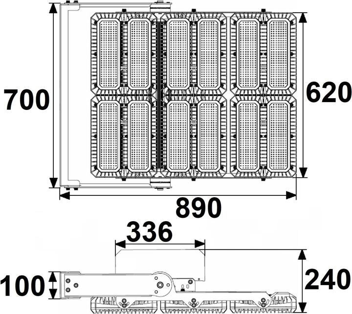 Produktbild Isoled LED Flutlicht 1.350W, 130x25° asymmetrisch, variabel, DALI dimmbar, warmweiss, IP66 (IP66)