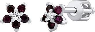 Silvego Silver Saskia Flower Earrings with Synthetic Ruby and Brilliance Zirconia SILVEGOB70459BDR