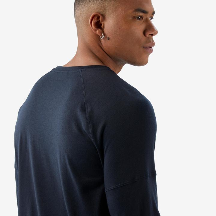 Image du produit Forclaz T-shirt manches longues en laine mérinos homme, Merino Resist bleu marine (S)